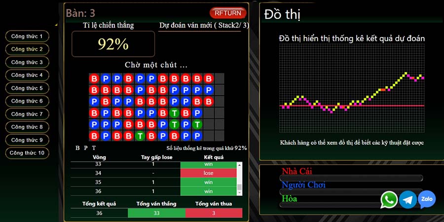 Tool Baccarat dự đoán kết quả của ván chơi